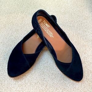 Toms Black Suede Jutti Flat Size 6.5